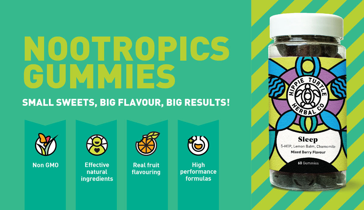 Nootropics and vitamin gummies for better sleep, better mood, reduce stress and anxiety, joint pain, gut health and digestion