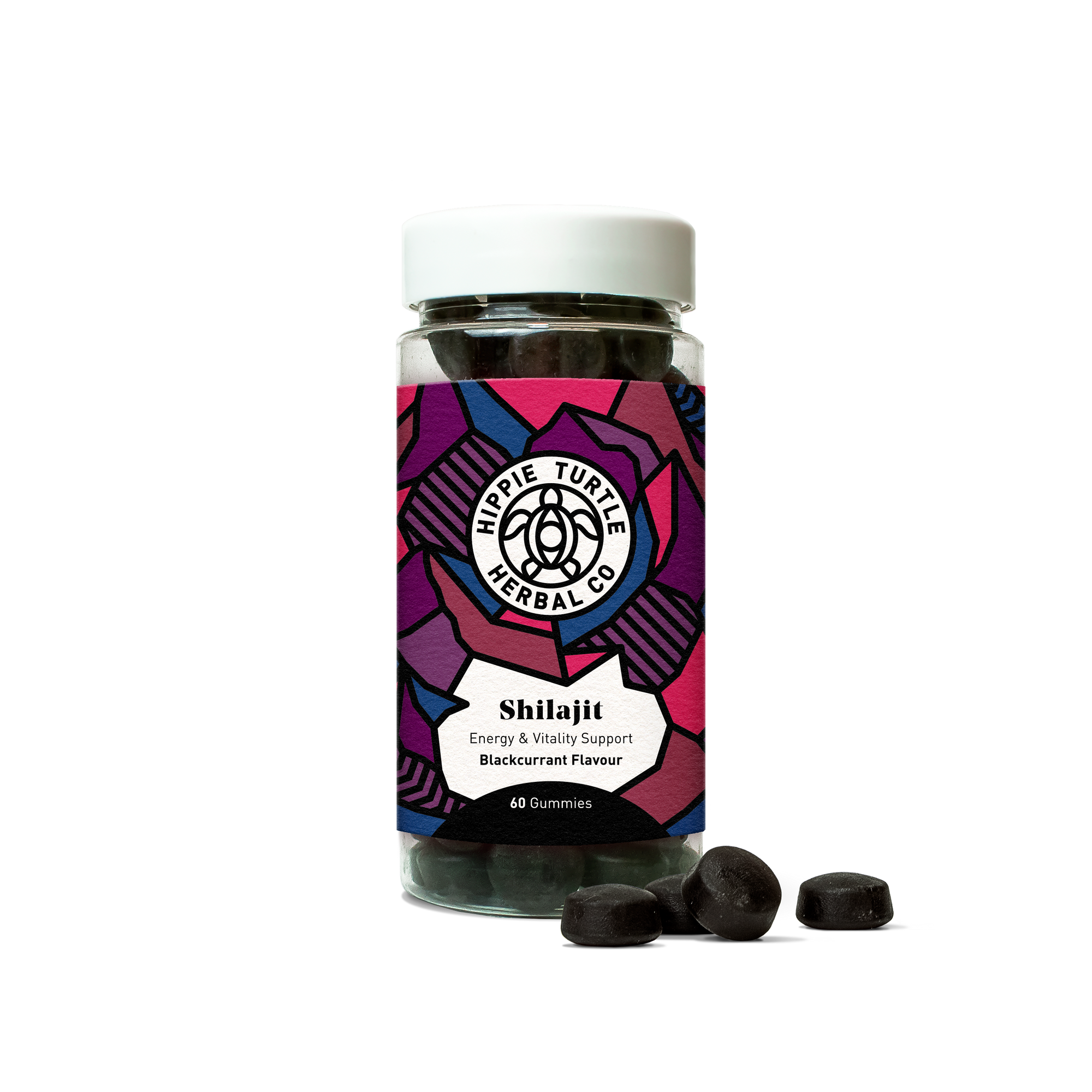 HTHC Shilajit Gummies for focus, energy and vitality. Contains Ashwagandha.