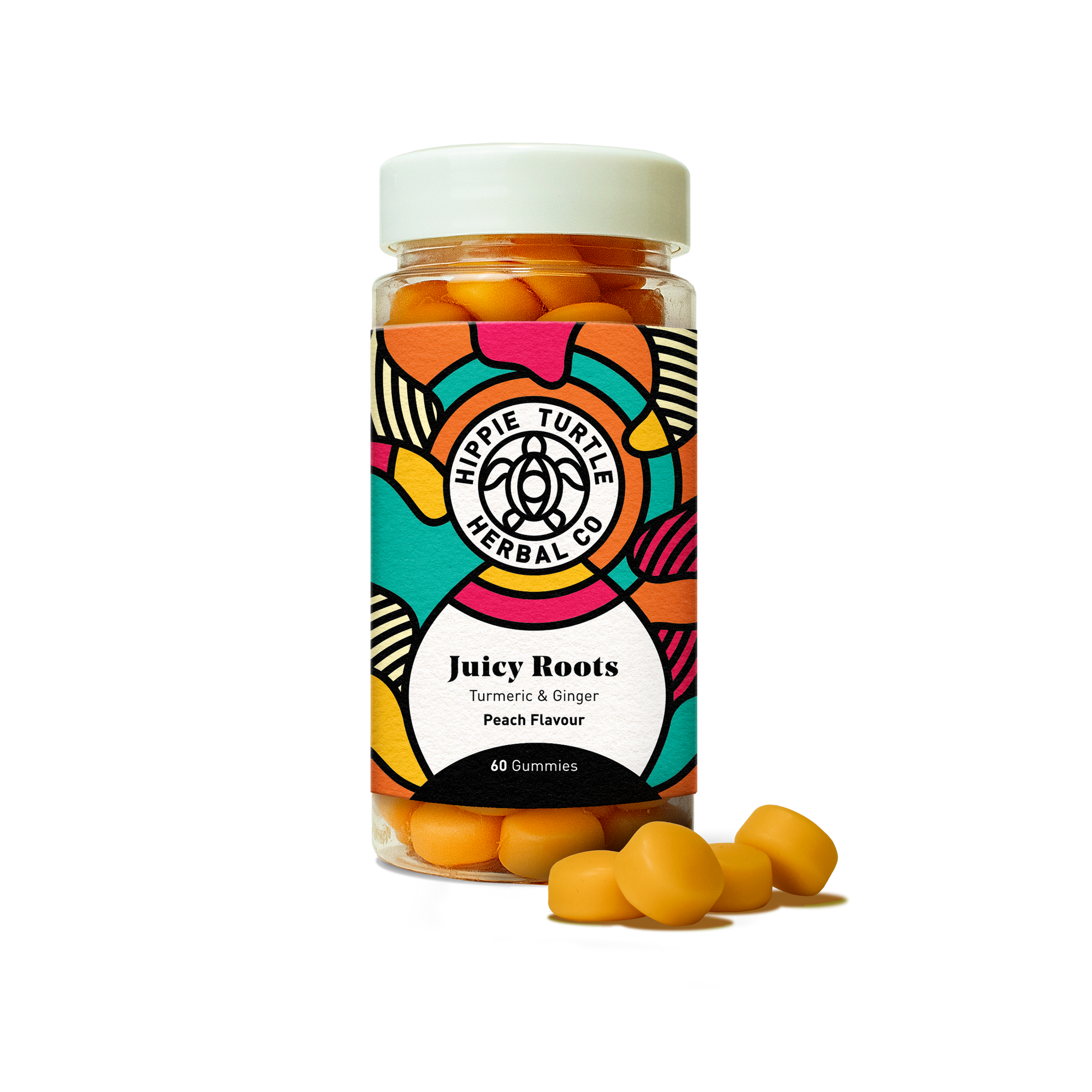 chewable turmeric and ginger gummies for gut health, digestion and joint pain. 