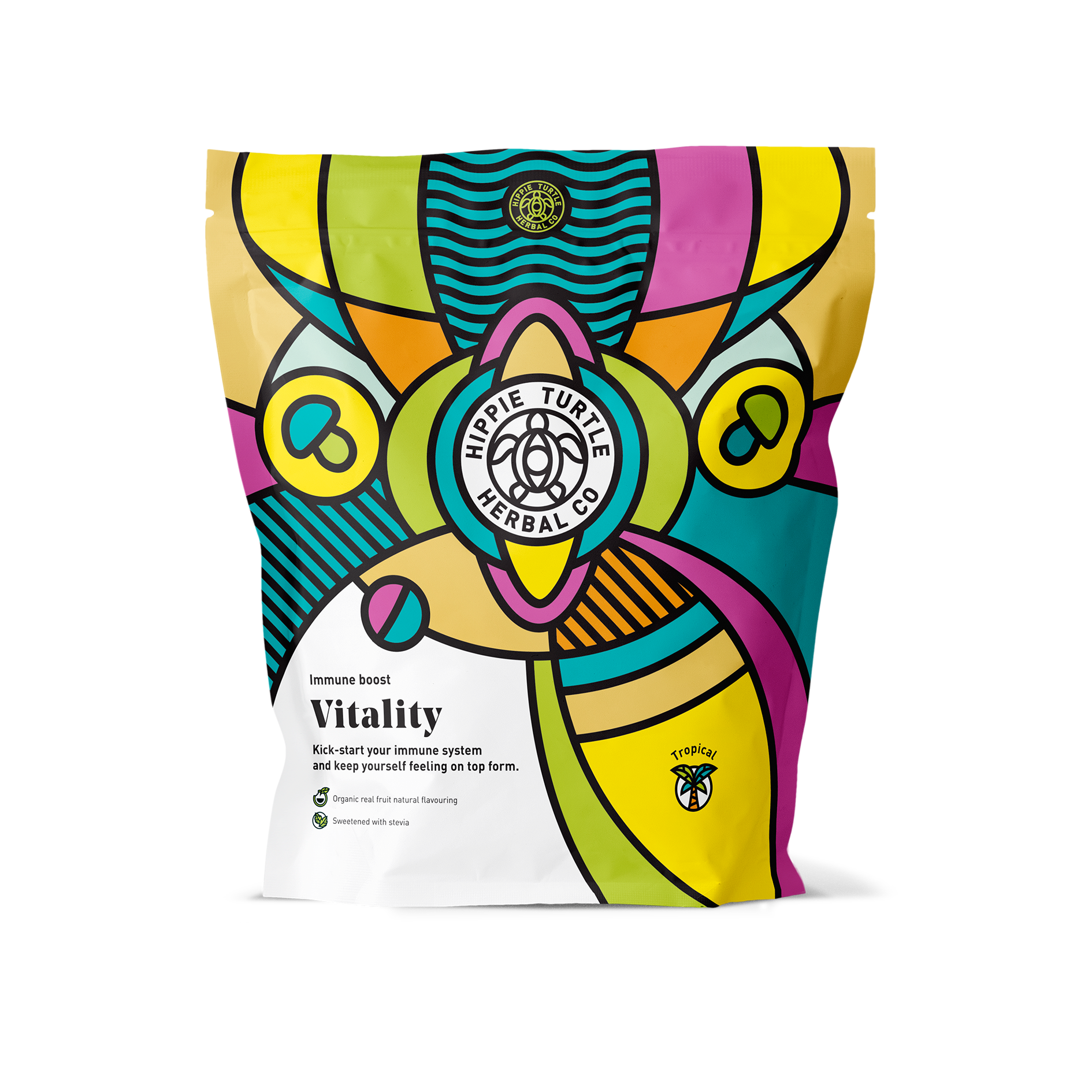 Vitality natural immune booster supplement powder with organic real fruit flavour. Immune support supplement powder contains; NAC, Panax ginseng, Super mushrooms, Astaxanthin, Multi-vitamin, Vitamin C, Vitamin D and Zinc.